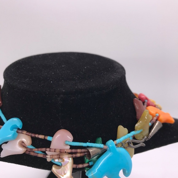 Sterling Native Zuni Hand Carved Stone Heishi Fetish Bear Double Strand Necklace - Picture 6 of 15